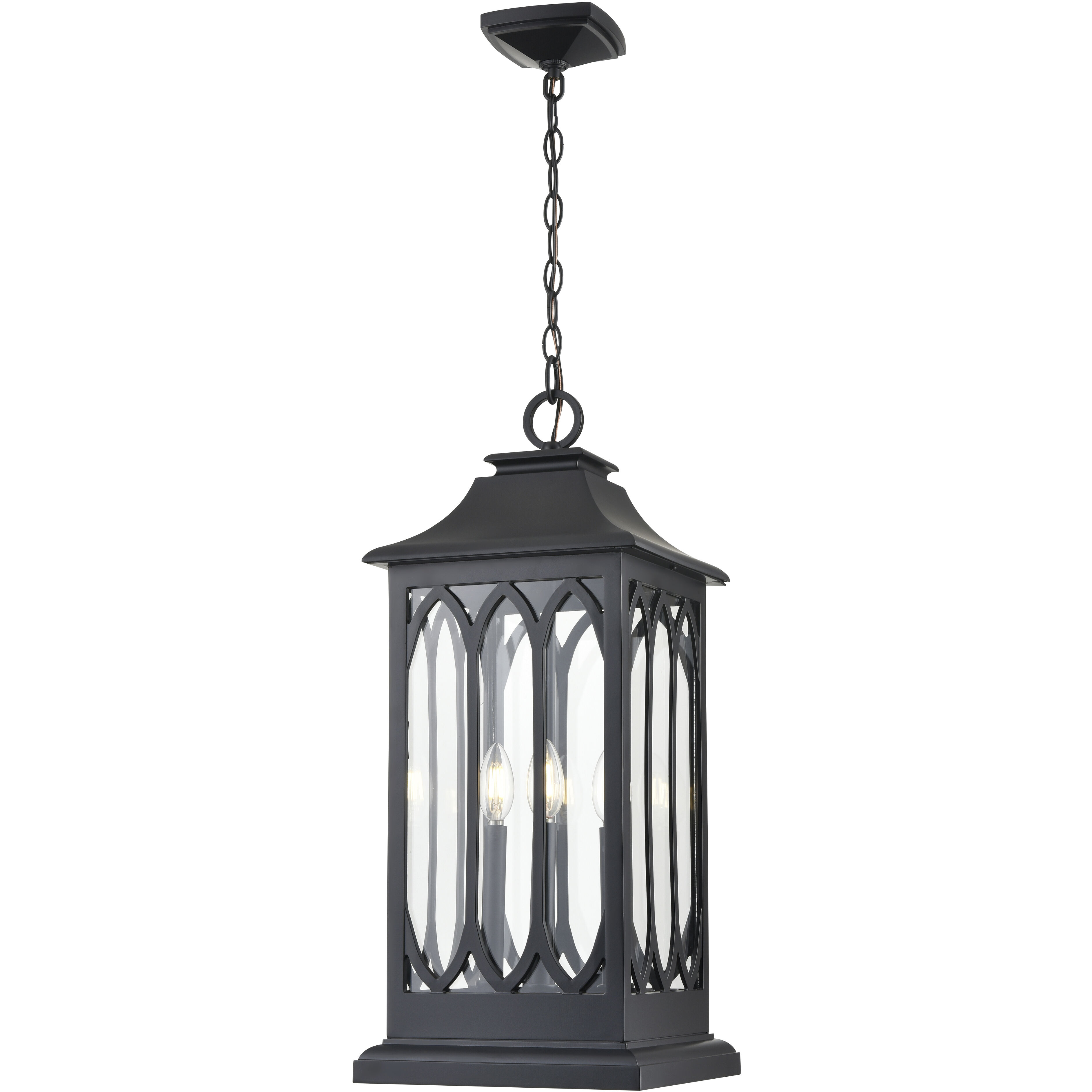 Mallorey 3 Light 10.5 inch Powder Coated Black Outdoor Hanging Lantern